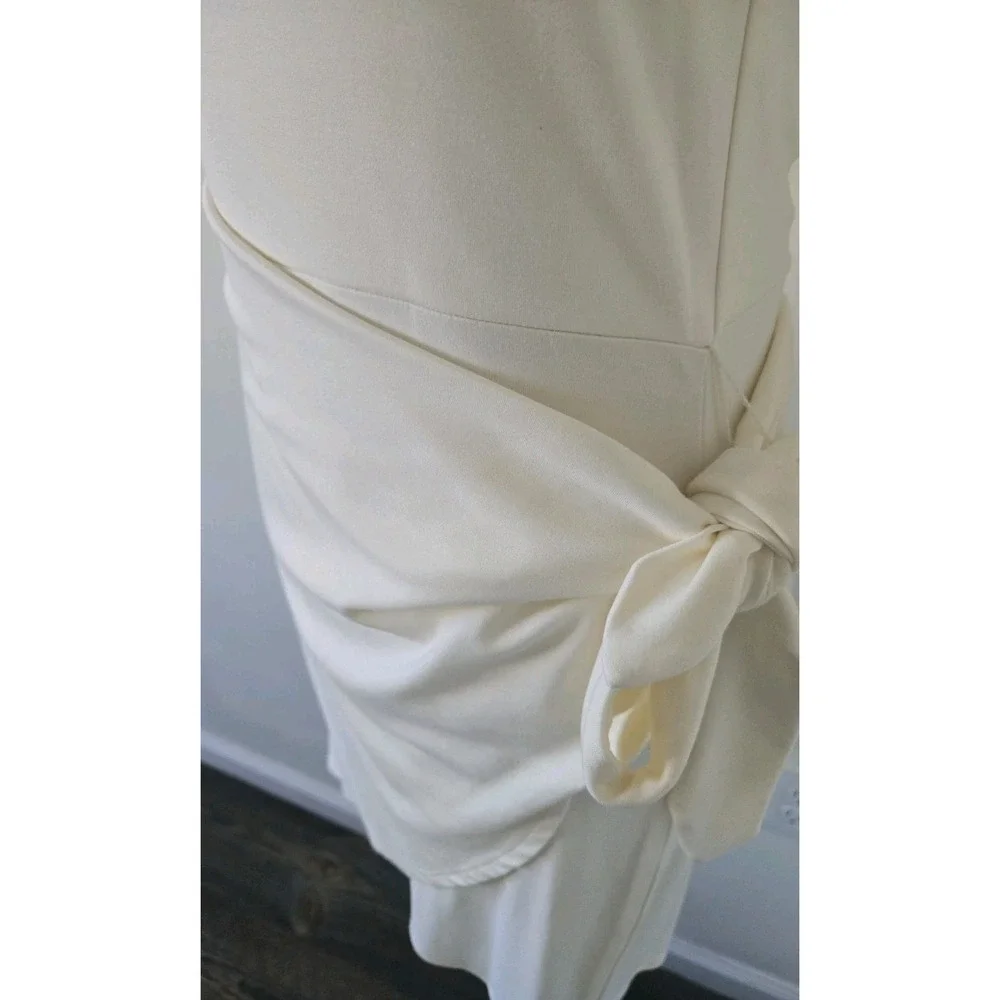 Aritzia Wilfred Saturn Ivory Tencel Tie Front Fixed Wrap Ballerina Dress S - Picture 5 of 11